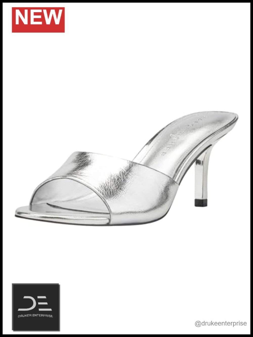 Leather Slip-On Stiletto Heel Dress Sandals Single Strap Open Toe Party